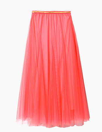 Electric Coral Tulle Skirt