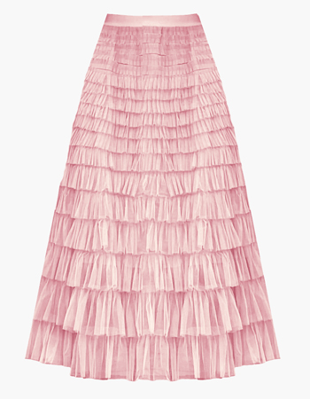 Pink Maxi Tiered Frill Skirt