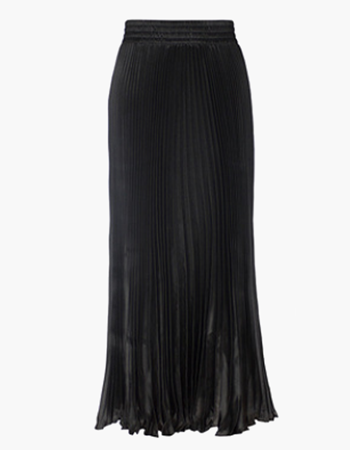 Black Shimmer Pleated Skirt