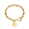 Chunky T-Bar Heart Bracelet in Gold