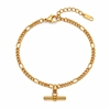 T-bar Cuban  Chain Bracelet in Gold