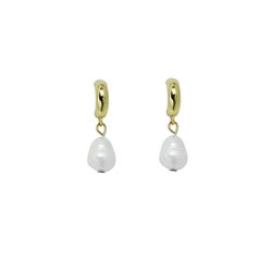 Half Hoop Pearl Earrings