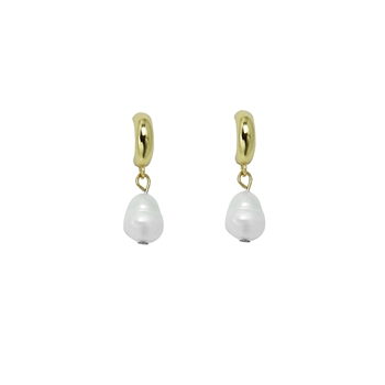 Half Hoop Pearl Earrings