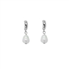 Half Hoop Earrings With Pearl Drop In Silver