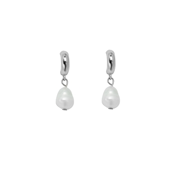 Half Hoop Pearl Earrings
