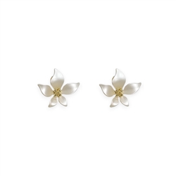 Flower Earrings in Snow White Satin