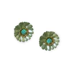 Chrysanthemum Earrings in Mint Satin