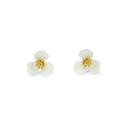 3 Petal Flower Earrings in Ivory