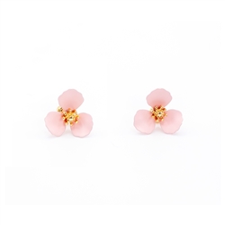 3 Petal Flower Earrings in Light Pink