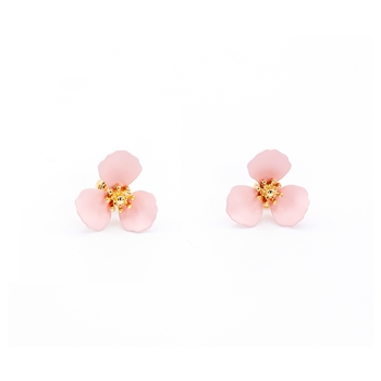 3 Petal Flower Earrings in Light Pink