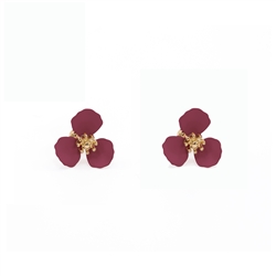 3 Petal Flower Earrings in Plum