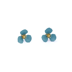 3 Petal Flower Earrings in Teal