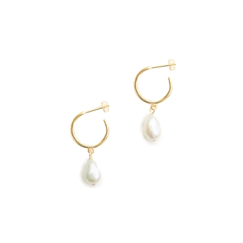 C-Shape Hoop Pearl Earrings