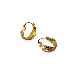 Crossed Hoop Earring in Molten Gold