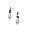 Natural Stone Drop Earrings with Freshwater Pearl in Gold