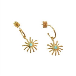 Sunburst Pendant Earrings in 18kt Gold Plate & Amazonite