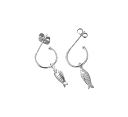Fish Pendant Earring in Silver & Crystal Quartz