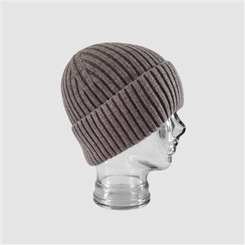 Ribbed Cashmere Blend Beanie Hat in Dark Grey - HTN02D