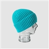 Ribbed Cashmere Blend Beanie Hat in Turquoise