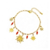 Sun and Star Charm Bracelet in Red & Gold