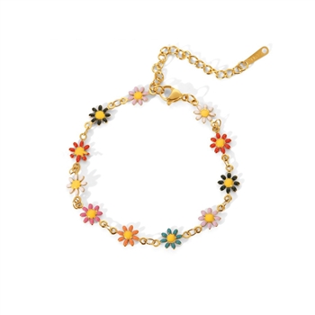 Enamel Daisy Bracelet
