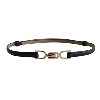 Adjustable Belt with Interlocked Buckle in Black