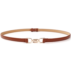 Adjustable Belt with Interlocked Buckle in Tan