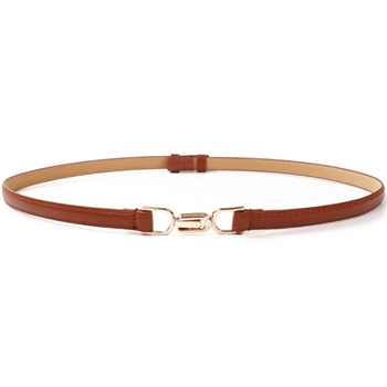 Adjustable Belt with Interlocked Buckle in Tan