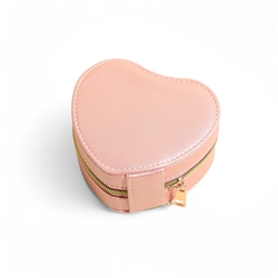 Shiny Heart Shaped Travel Case in Pale Pink