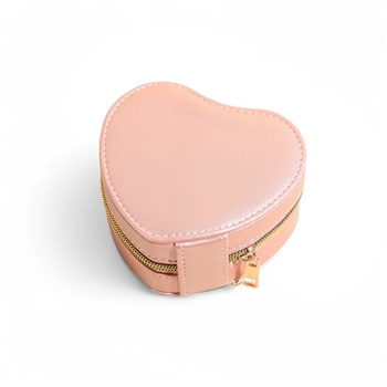 Shiny Heart Shaped Travel Case in Pale Pink