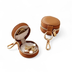 Mini Bag Charm Jewellery Case in Tan