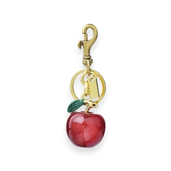 Apple Bag Charm In Red & Antique Gold