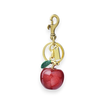 Apple Bag Charm In Red & Antique Gold