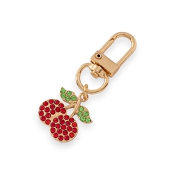Crystal Cherry Key Charm In Gold