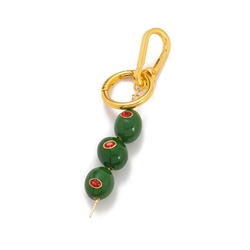 Cocktail Olives Bag Charm In Gold & Green