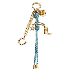 Western Theme Bag Charm Turquoise & Gold