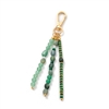 Natural Stone Bag Charm In Green & Gold