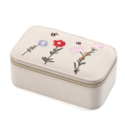 Flower Embroidered Jewellery Case in Multi