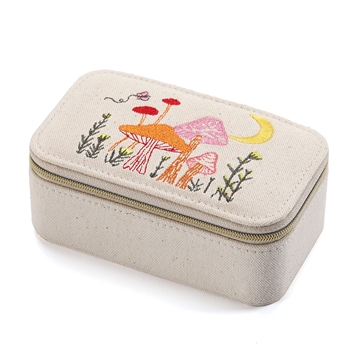 Mushroom Embroidered Jewellery Case in Multi