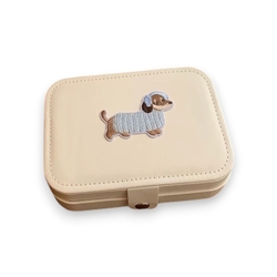 Dachshund Jewellery Case in Cream