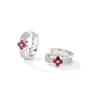 Ruby Pink Clover Embellished Huggies