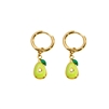 Green Avocado Charm Hoop Earrings
