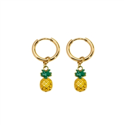 Pineapple Charm Hoop Earrings