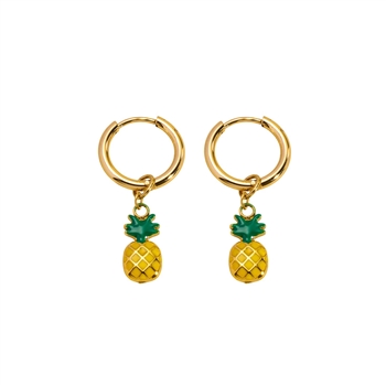 Pineapple Charm Hoop Earrings