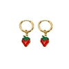 Strawberry Charm Hoop Earrings