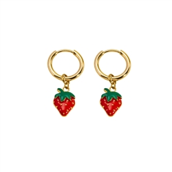 Strawberry Charm Hoop Earrings