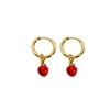 Red Apple Charm Hoop Earrings