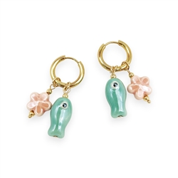 Ceramic Fish & Flower Huggie
