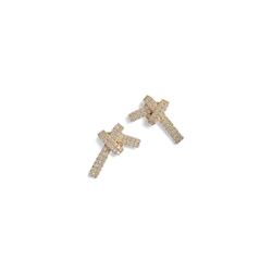 Cubic Zirconia Crossed Knot Earring in 18K Gold Plate