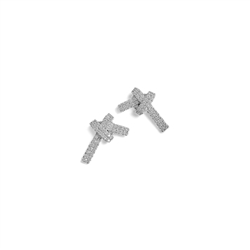Cubic Zirconia Crossed Knot Earring in Silver